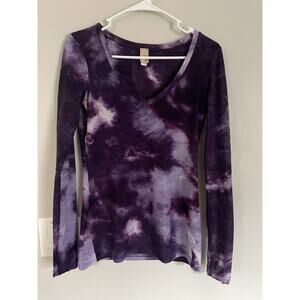 BKE Buckle Purple Tie-Dye V-Neckline Long Sleeve Top Y2K Fairy Sz M Grunge